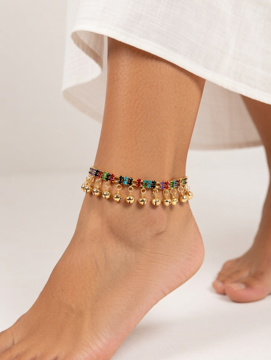 BoldCharm Rainbow Bell Anklet